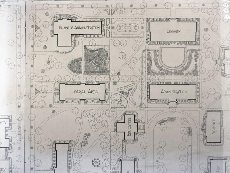 Detail of the landscape drawing for a formal garden