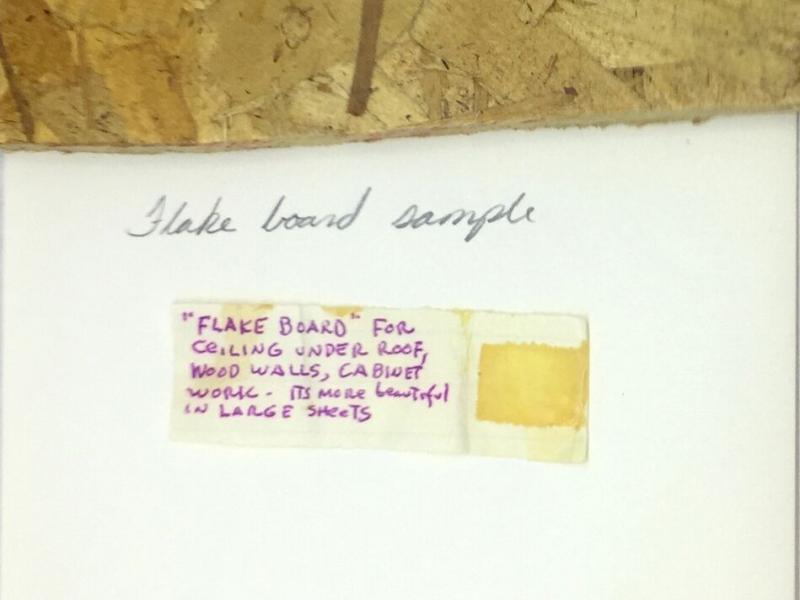 A photograph of a flake board sample