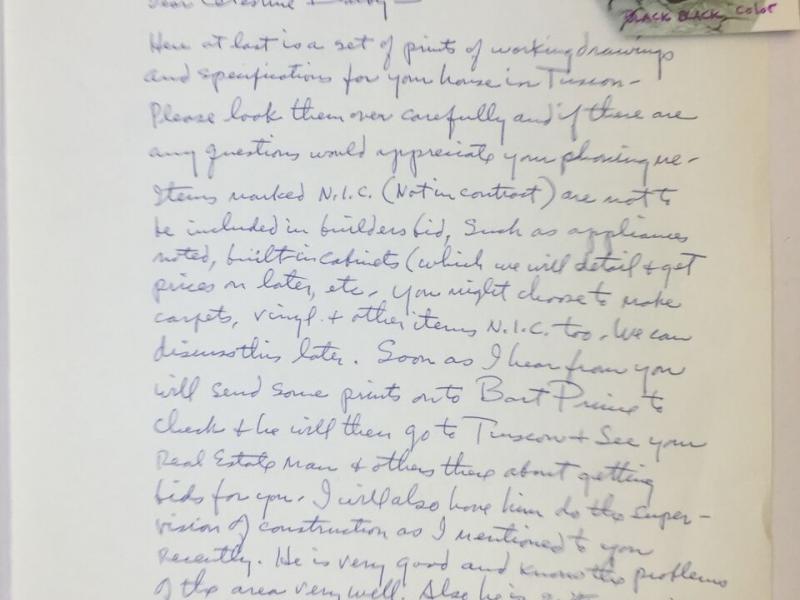 A photograph of a hand-written letter